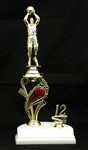 Assembled Basketball Trophy Male 12 inches with White Base, Current Year
