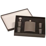 6 oz. Matte Black Flask, 4 Glasses, 1 Funnel, Gift Box