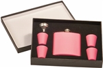 6 oz. Matte Pink Flask, 4 Glasses, 1 Funnel, Gift Box