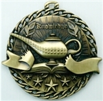 Lamp of Knowledge Medal Gold 2 inches