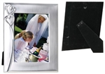 Hearts Brushed/Shiny Silver Finish Frame - holds 4 x 6 photo