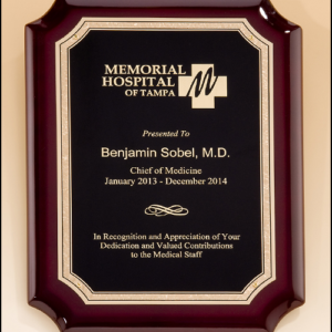 High Gloss Rosewood Statined Plaque with Rounded Border